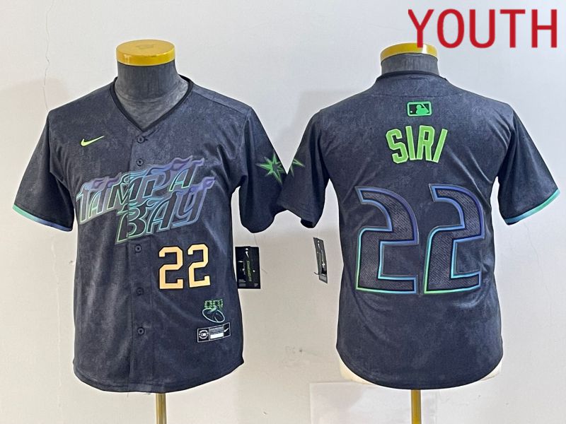 Youth Tampa Bay Rays #22 Siri Black City Edition Nike 2024 MLB Jersey style 3->youth mlb jersey->Youth Jersey
